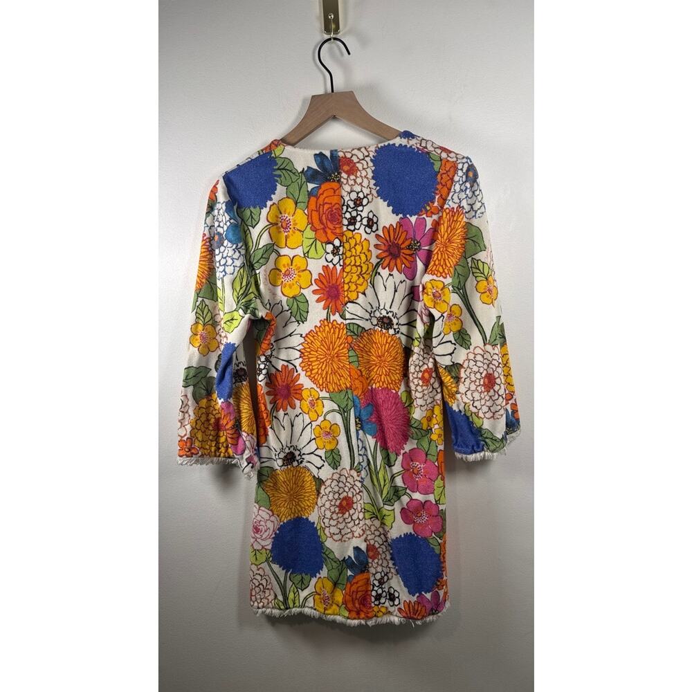 Cara Cara Mabel Dress in Retro Floral Print Terry Cloth Mini Dress, Medium - Picture 6 of 8